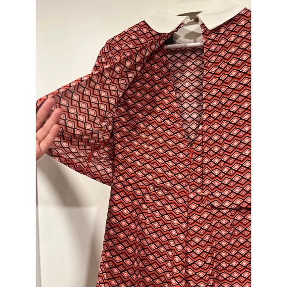 Women’s Rayon Geometric Preppy Romper  Orange Black White Small - Picture 7 of 7